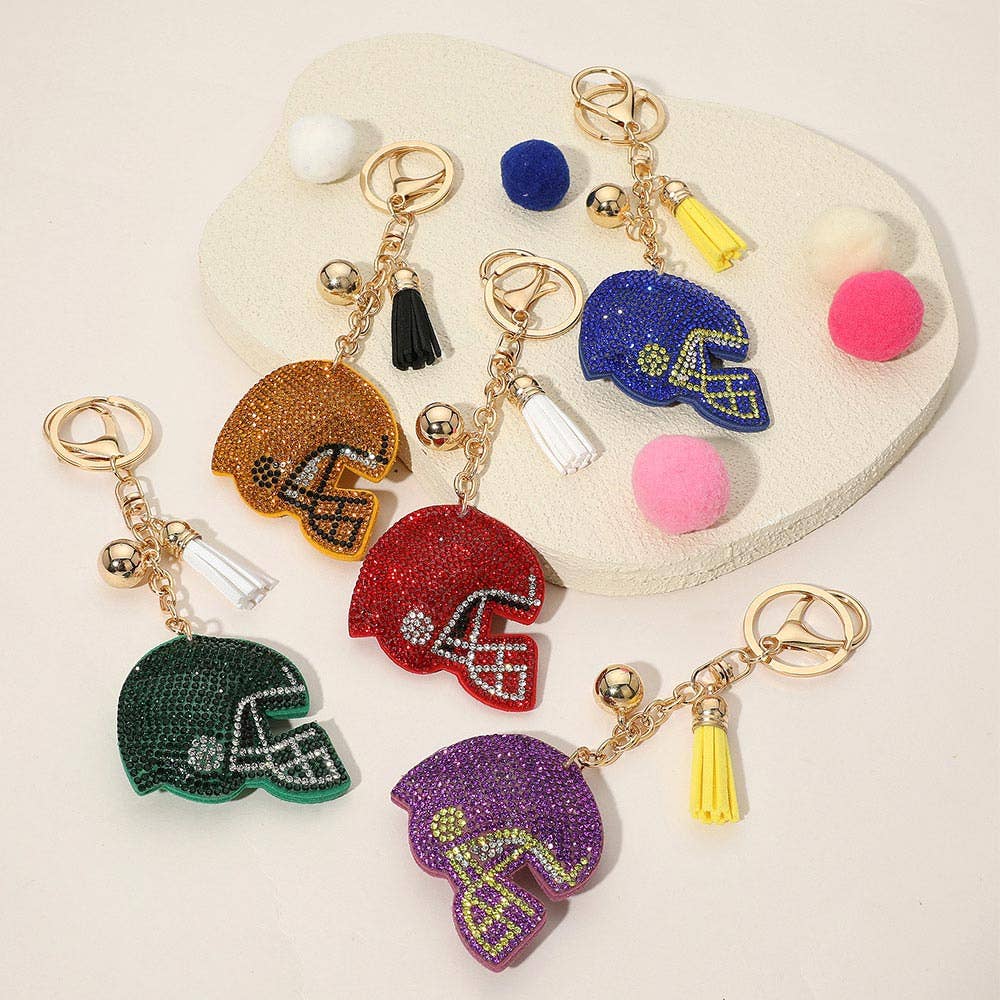 Bling Studded Football Helmet Keychain / Bag Charm