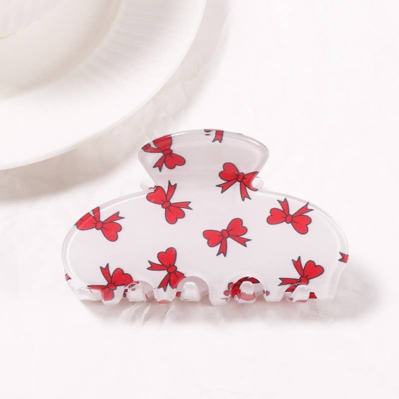 JUMBO BOW FLORAL HAIR CLAW CLIPS
