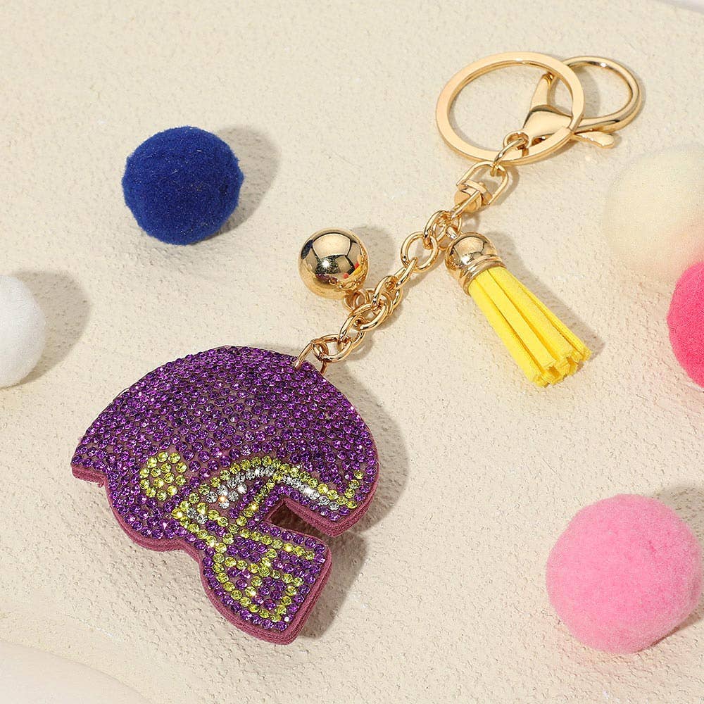 Bling Studded Football Helmet Keychain / Bag Charm