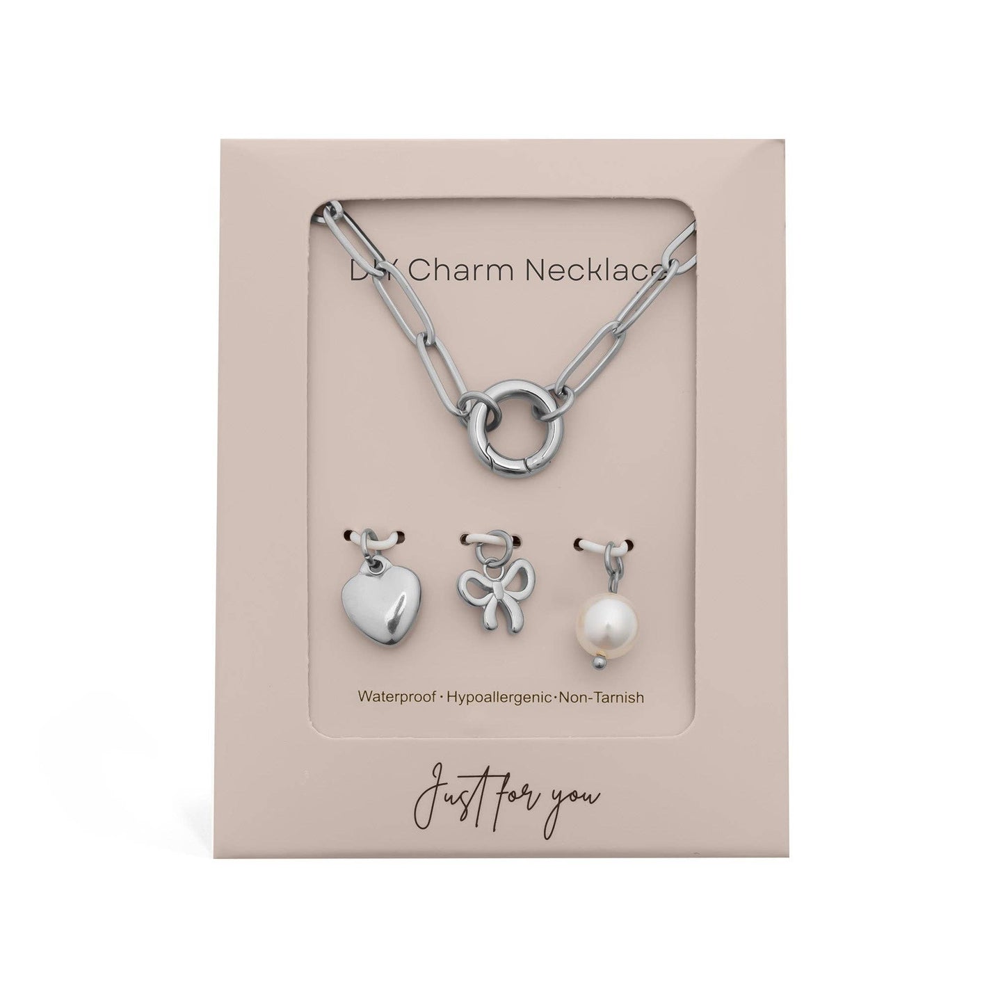 18K Gold Stainless Steel Bow Charm Holder Necklace Gift Set