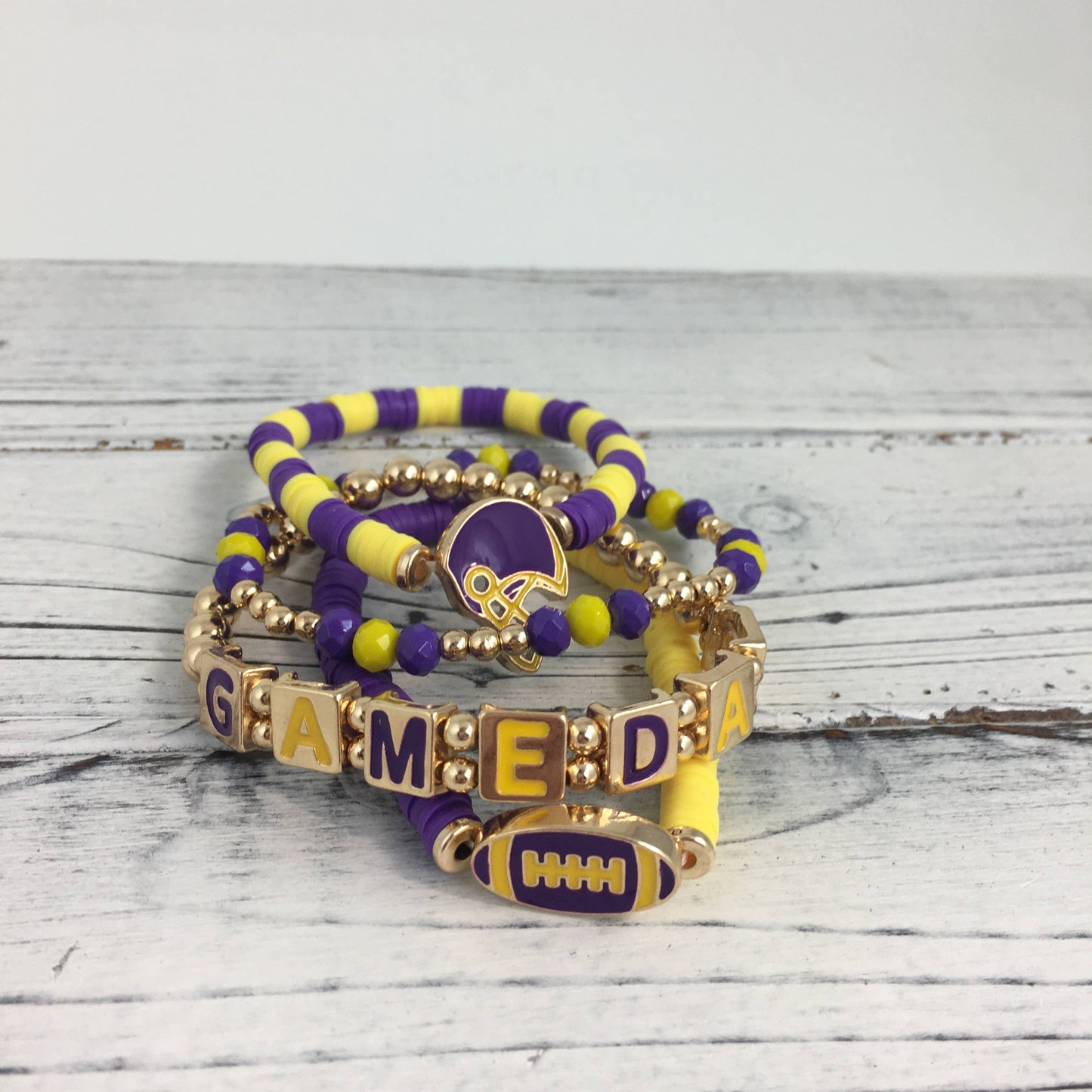 Football layered bracelet set