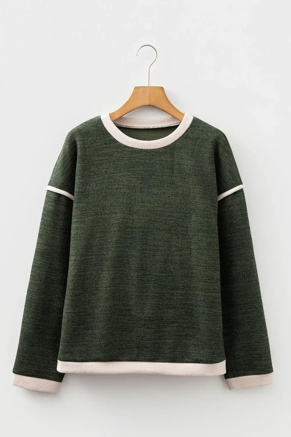 Contrast Trim Knit Drop Shoulder Top