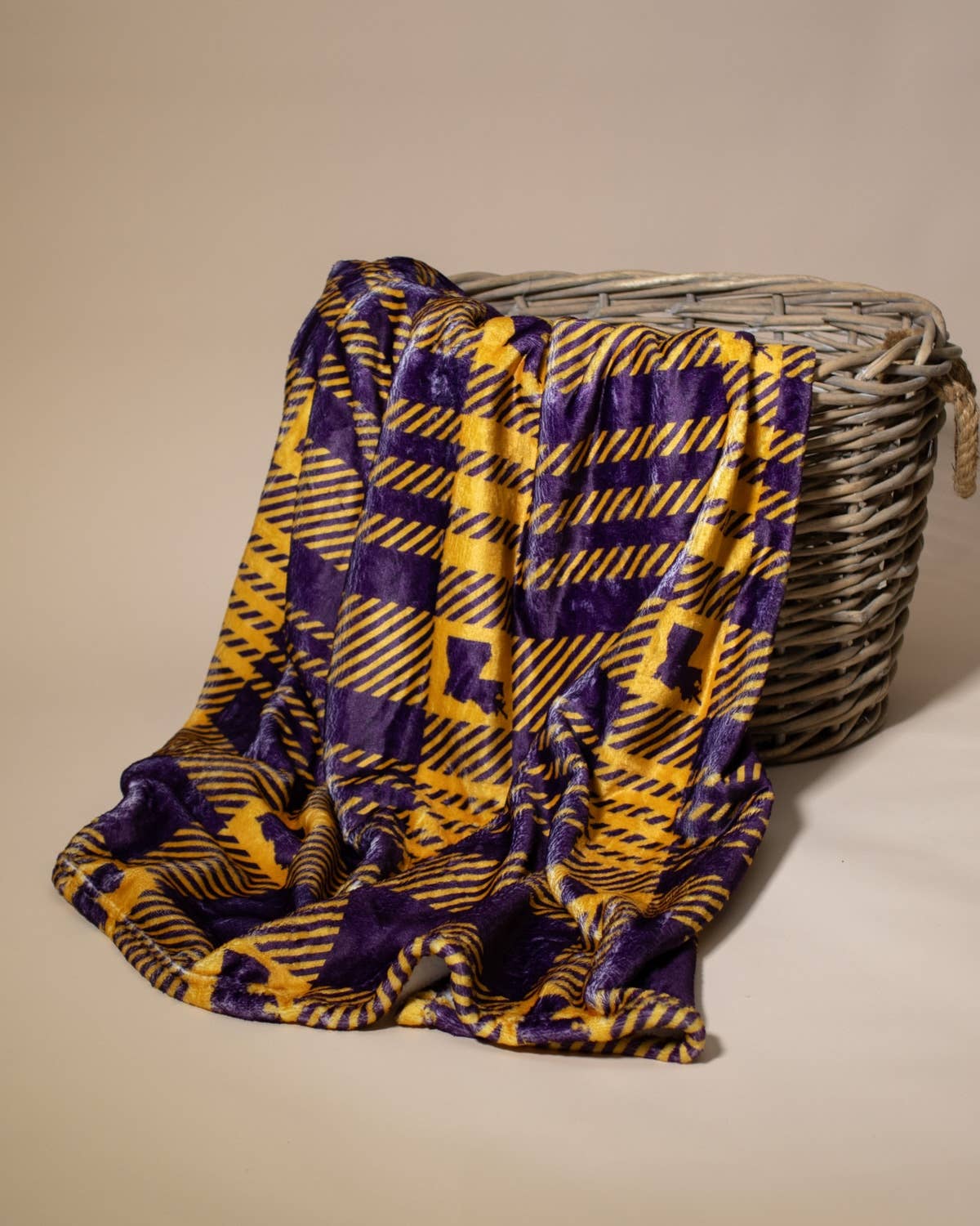 Louisiana Plaid Throw   Purple/Yellow   50x60