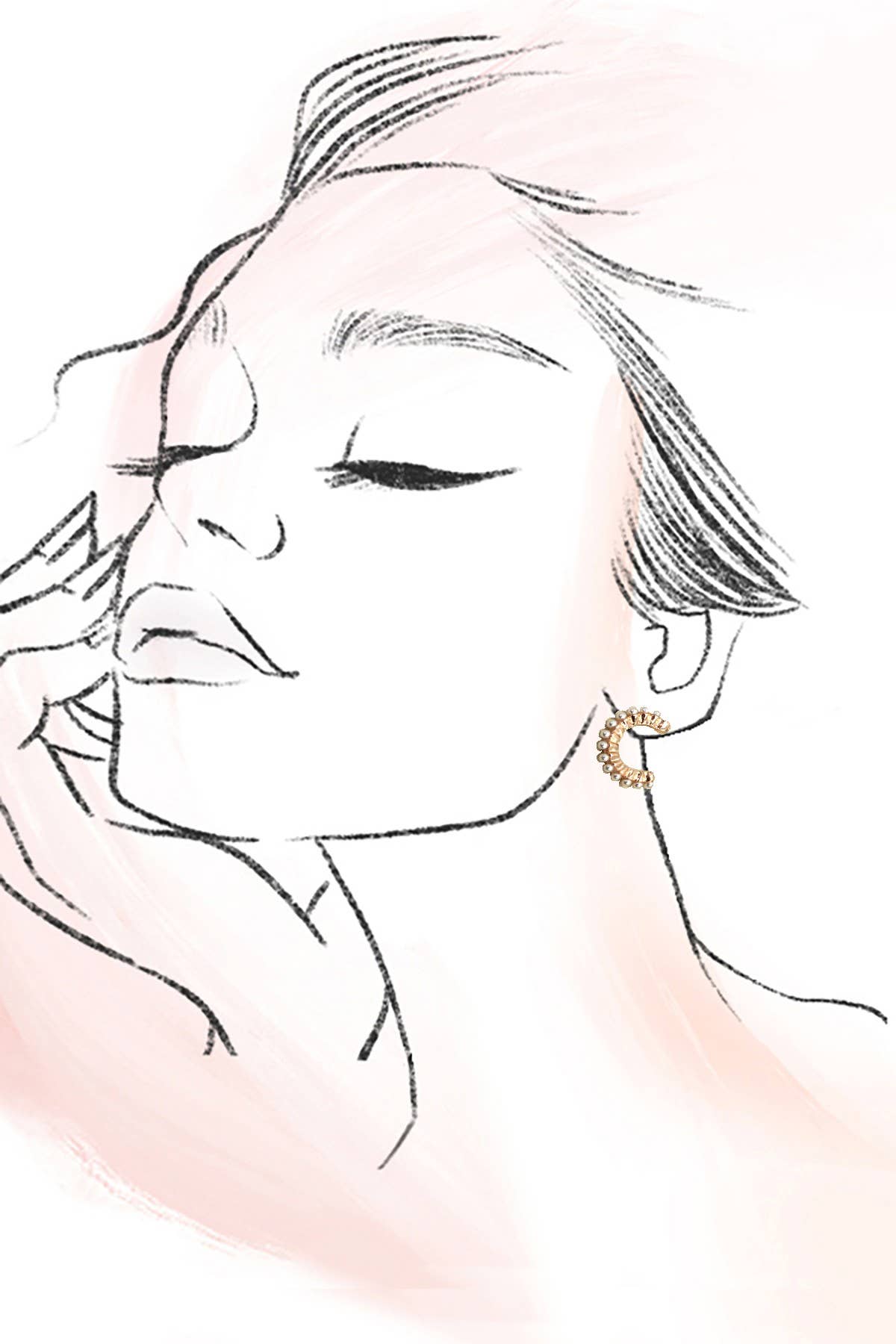 BOW PEARL STUDDED GOLD HOOP TRIO EARRINGS | 80E6403