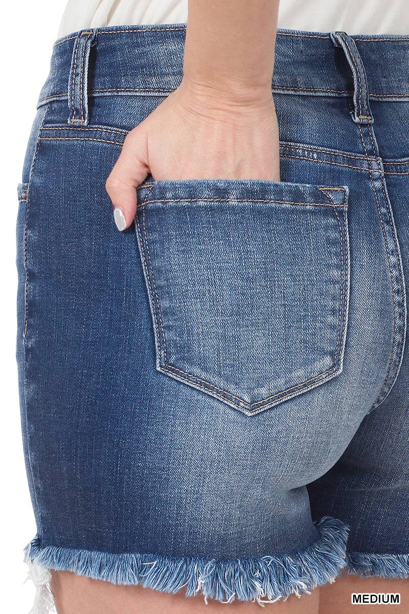 Frayed Hem Denim Shorts
