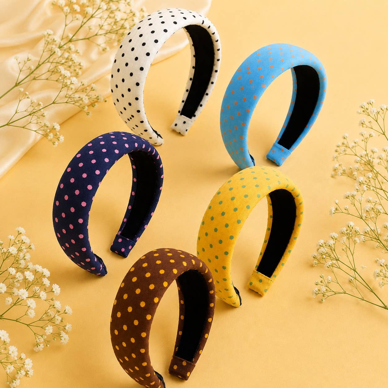 Padded Polka Dot Fabric Headband
