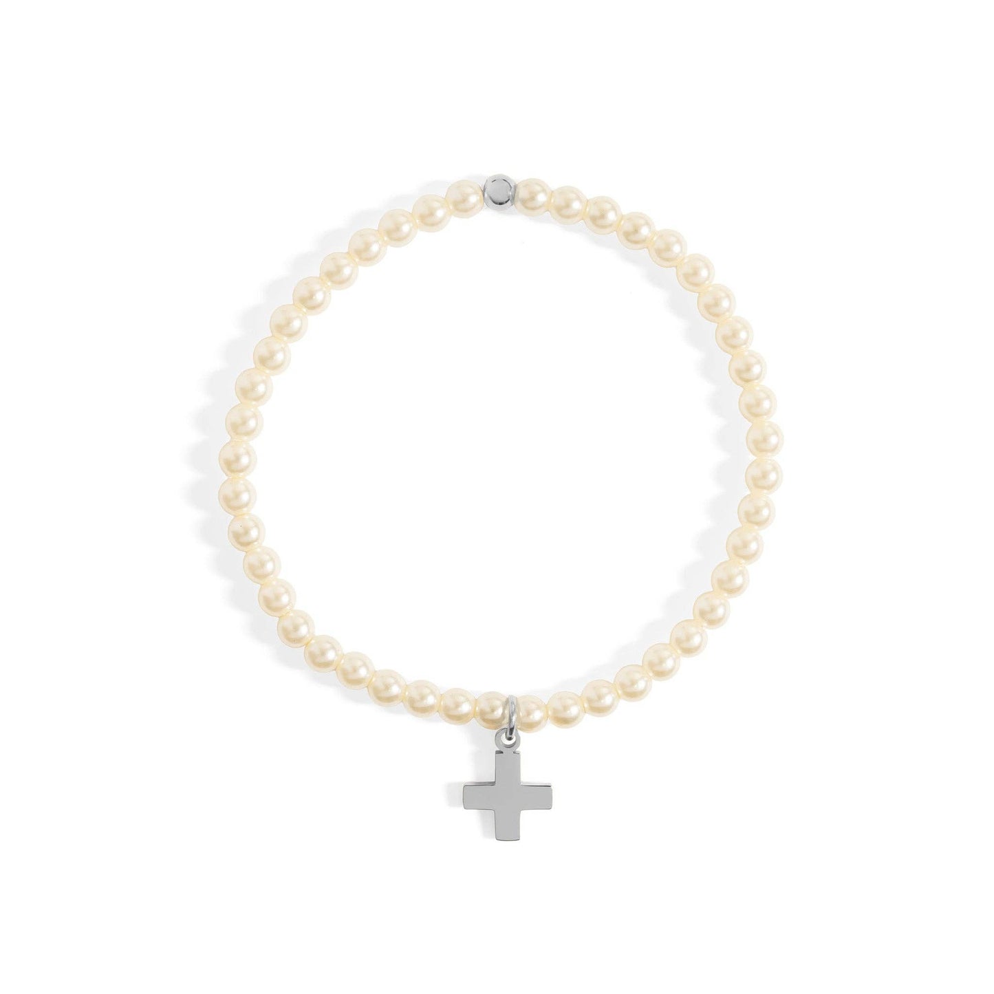 Children's 18k Gold PVD Stainless Steel Pearl Cross Bracelet