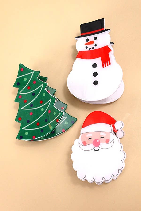 CHRISTMAS SANTA HAIR CLAW CLIPS
