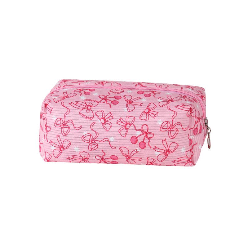 STRAWBERRY WESTERN BOW MAKEUP COSMETIC POUCH BAG