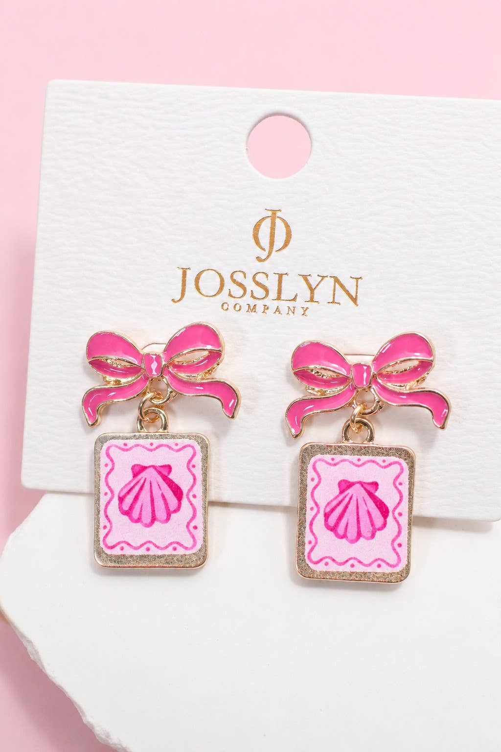 Bow Drop Enamel Charm Statement Earrings