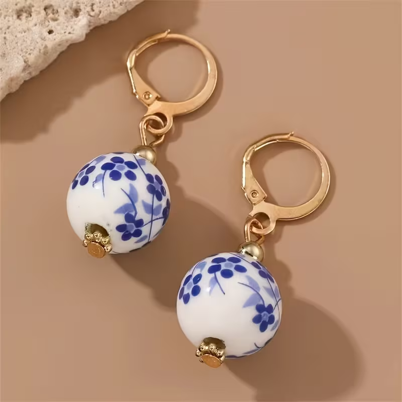 Vintage Blue Floral Earrings