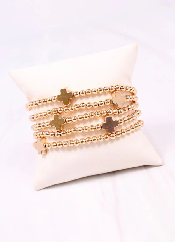 Olstead Beaded Cross Stretch Bracelet Set