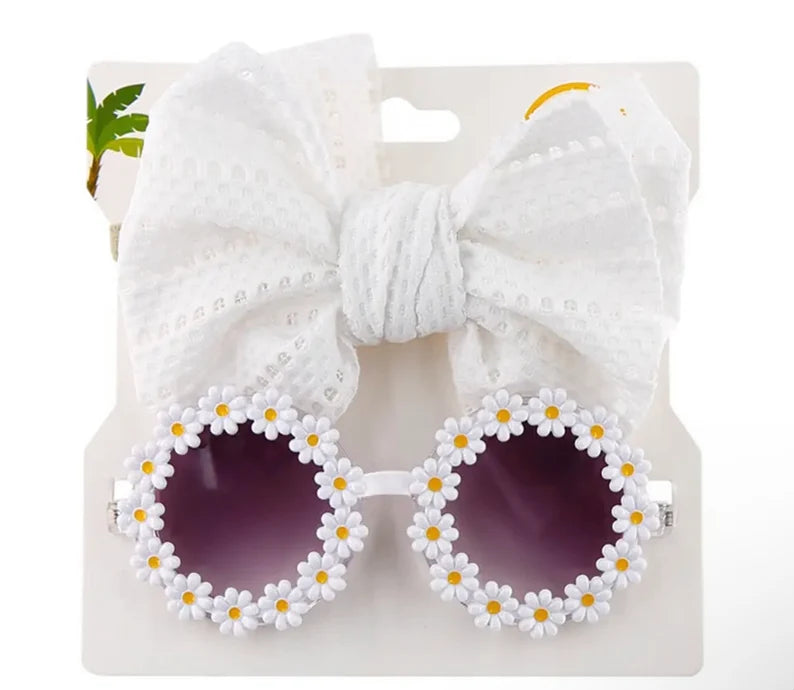 Girl's Daisy Sunglasses with Headband Set